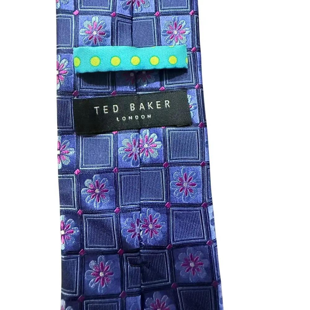 Ted Baker London Blue Floral Medallion 100% Silk Necktie
